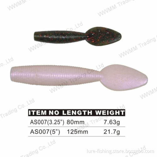 Plastic Worm Bait Fishing Lure with Flat Tail (AS007)